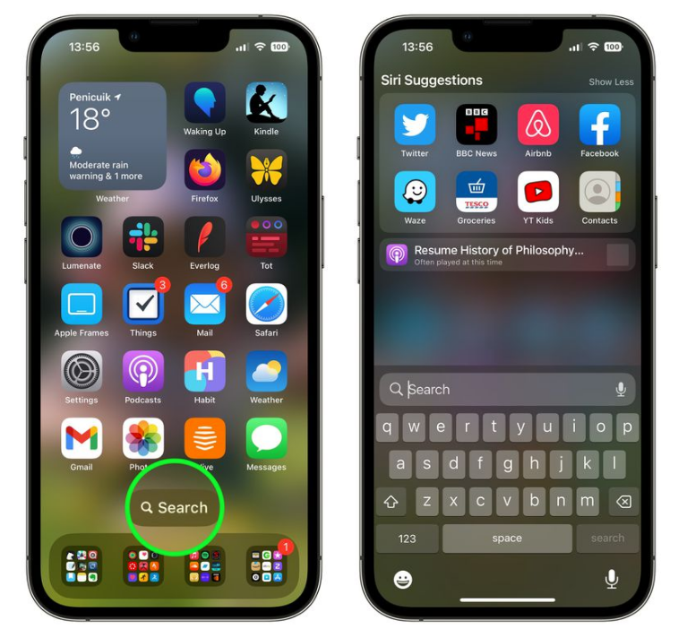 拱墅苹果手机维修分享升级到 iOS 16 后，如何删除主屏幕上的搜索按钮 