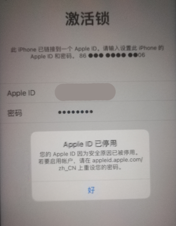 拱墅苹果手机维修分享iPhone 12 出现提示“Apple ID 已停用”怎么办 